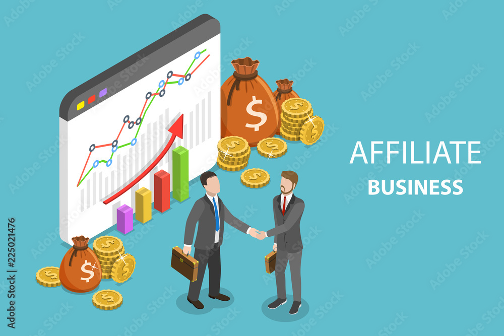 Ταπετσαρία Flat isometric vector concept of affiliate business, marketing strategy, referral program, partnership
