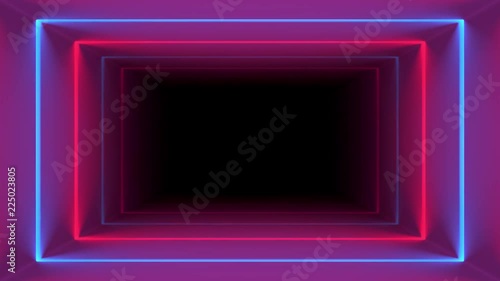 3d abstract geometric endless dark tunnel  move background, loop animation