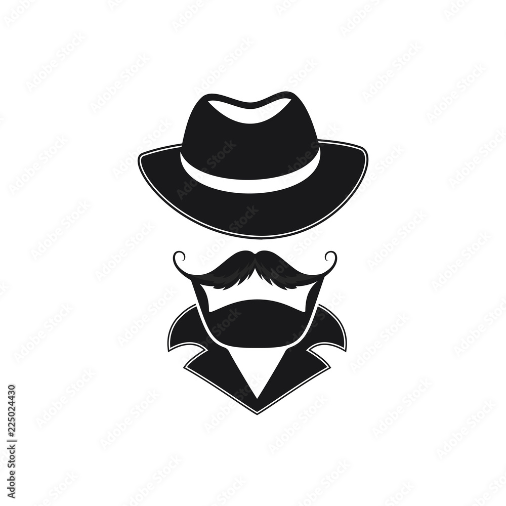 Fotografie Bearded man with a mustache in a hat with wide brim.