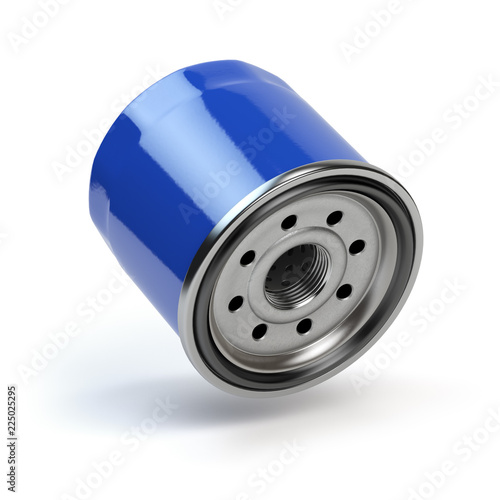 Oil filter isolated on white background. Automobile spare part photo