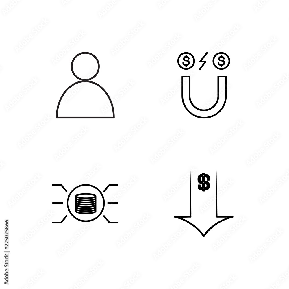 business simple outlined icons set business simple outlined icons set
