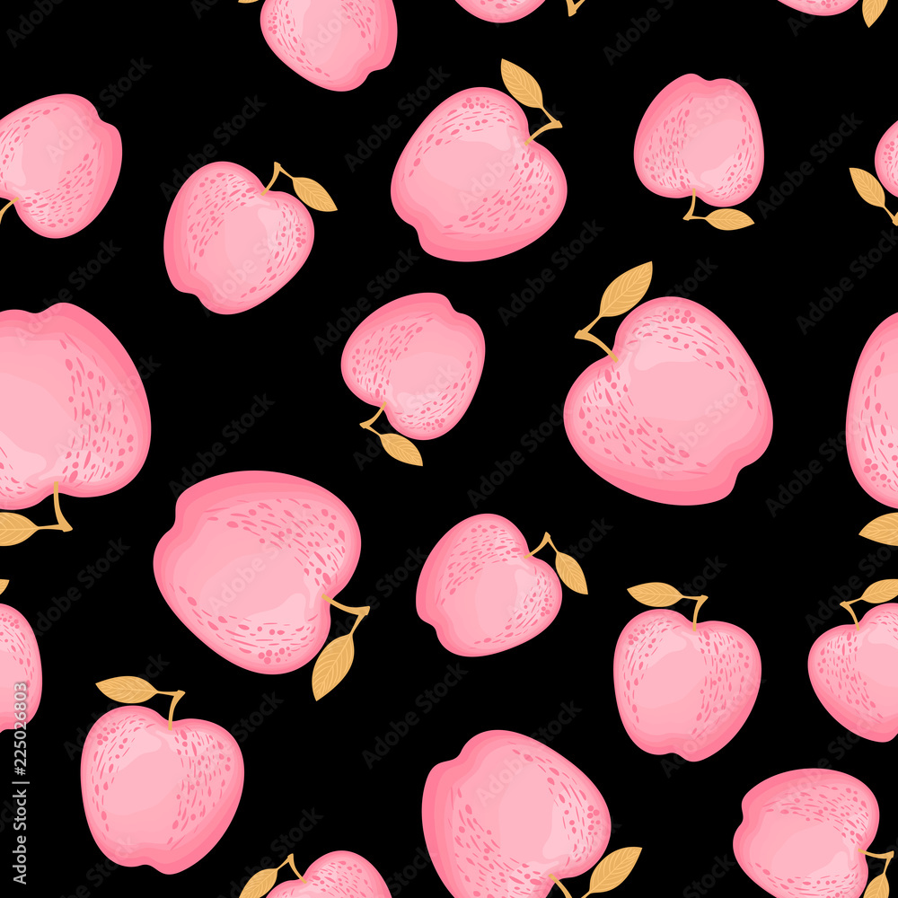 Φωτογραφία Kawaii cute pink fashion apples isolated on a black background