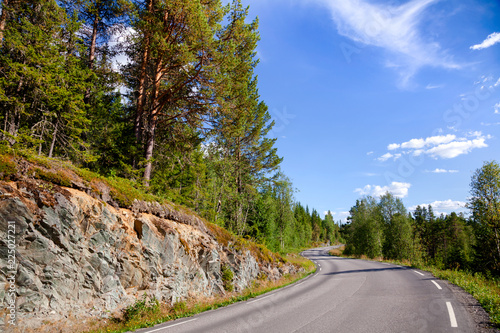 Winding scenic road in Telemark Southern Norway
