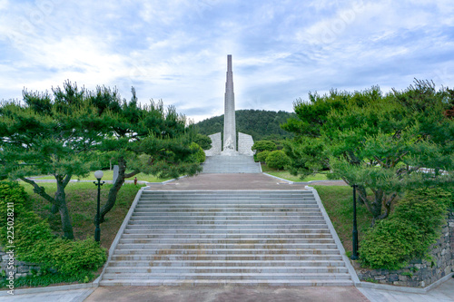 The monument of Admiral Yi Sun-Sin at Okpo great vitory commemoative park  on Geoje island, Gyeongsangnam-do, South Korea. photo