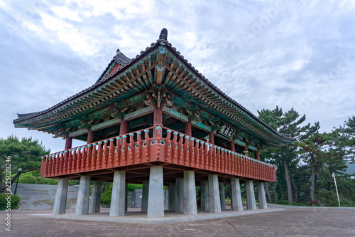 Traditional Korean style pavilion at Okpo great vitory commemoative park  on Geoje island, Gyeongsangnam-do, South Korea. © Kamchai