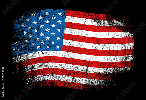 United States of America vector illustration in grunge style with cracks and abrasions