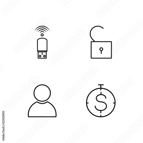 business simple outlined icons set