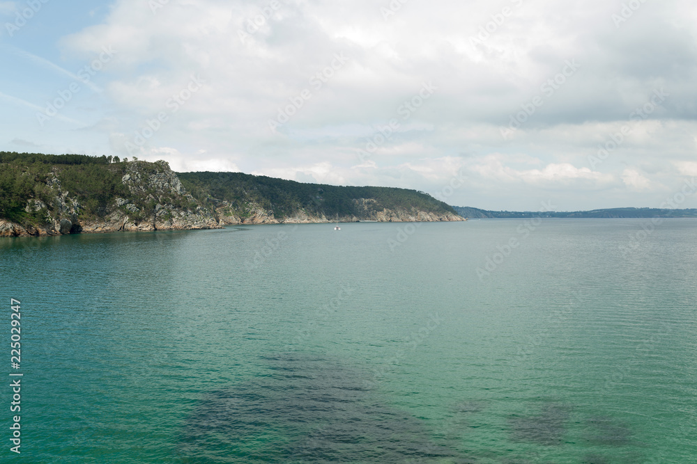 Ocean view. Nature background with nobody. Morgat, Crozon peninsula, Brittany, France