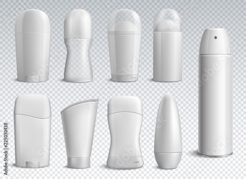 Realistic Deodorant Bottles Transparent Set