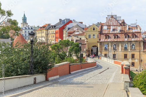 Lublin, Zamkowa street - view towards Grodzka Gate, Grodzka Street and tenement houses of old town.