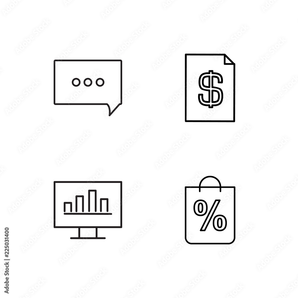 business simple outlined icons set business simple outlined icons set