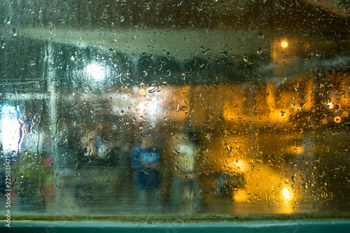 Raining to glass and background