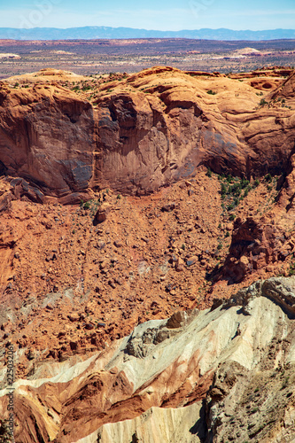 Detail of the scrambled geology inside Upheaval Dome in Canyonland National Park