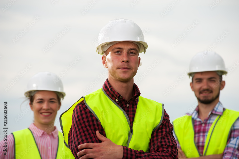 Concept of engineers and windmills Concept of engineers and windmills