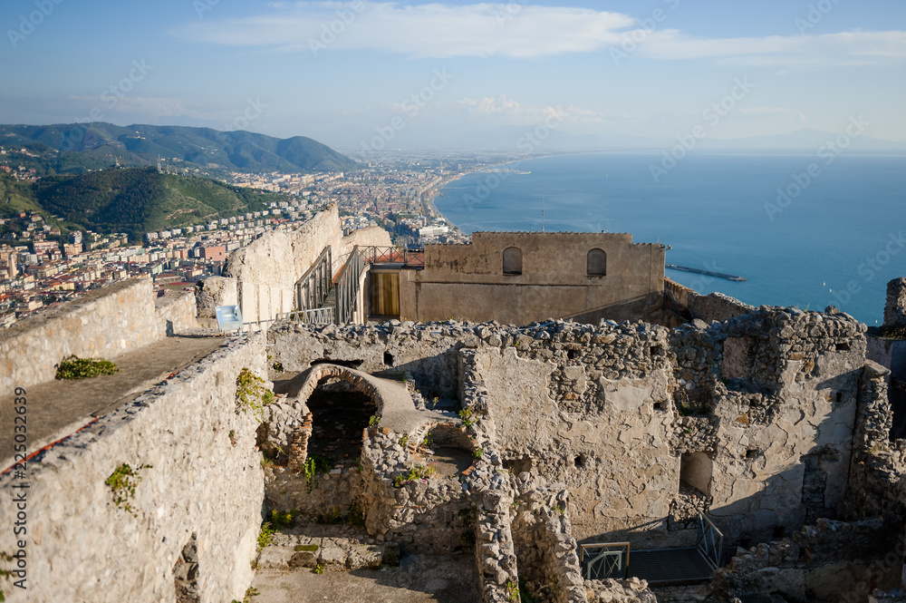 Panoramic view of the gulf from the top of the castle Arechi