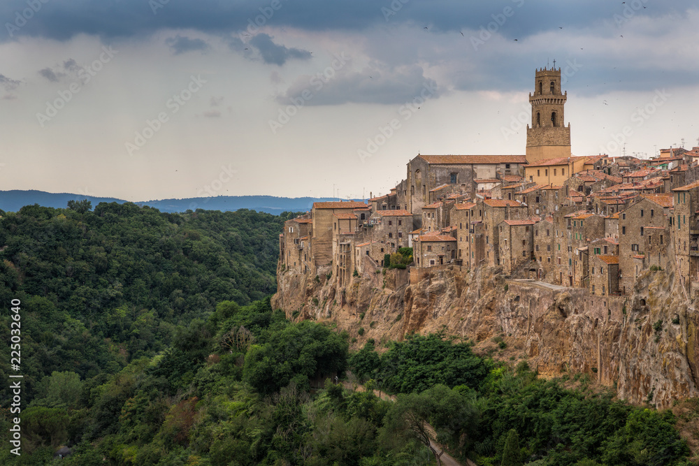 Late afternoon view of the beautiful town pf Pitigliano in Tuscany, Italy
