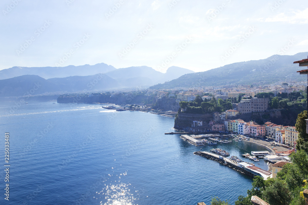 Marina grande beach and pier panoramic view, Sorrento, Campania,