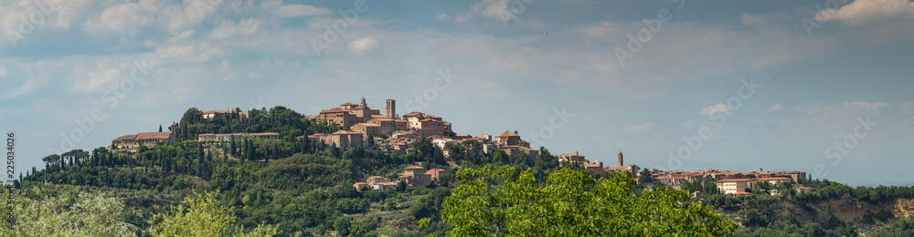 Panoramic view of the hilltop town of Montepulciano in Tuscany, Italy