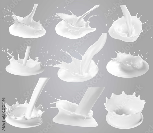 Milk splashes, drops and blots.