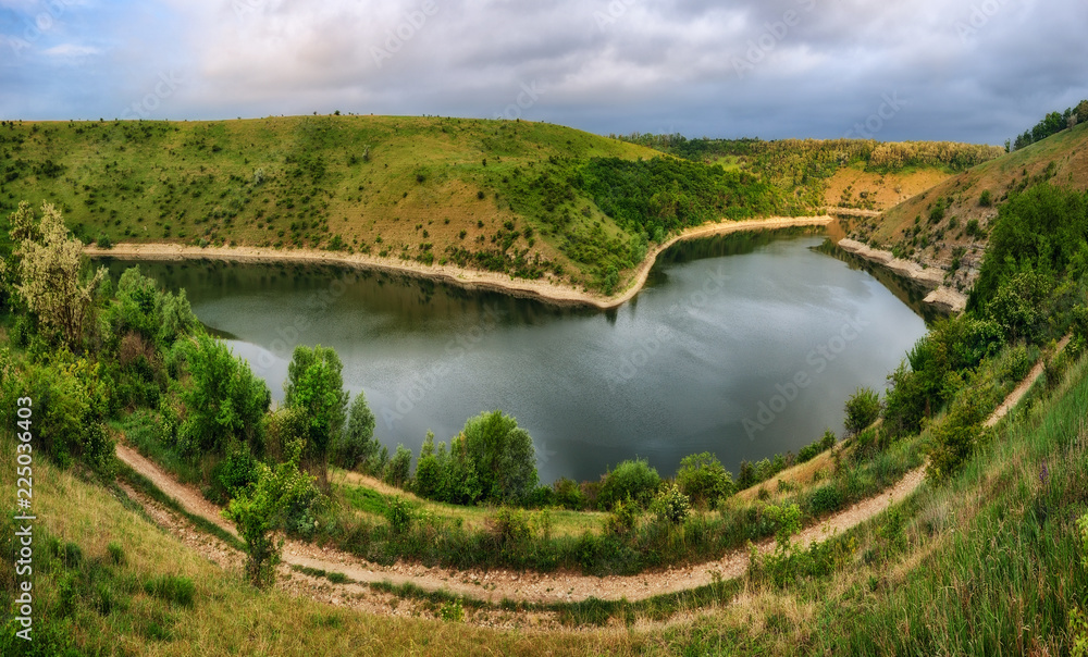 Fototapeta premium picturesque dawn by the river canyon