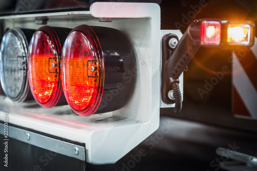 headlights and Parking lights of a truck, excavator, tractor or bulldozer or other construction equipment