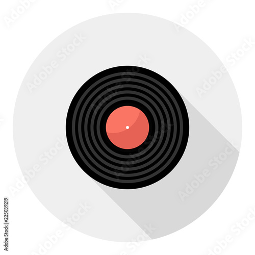 vinyl icon. Flat design style modern vector illustration. Isolated on stylish color background. Flat long shadow icon. Elements in flat design.