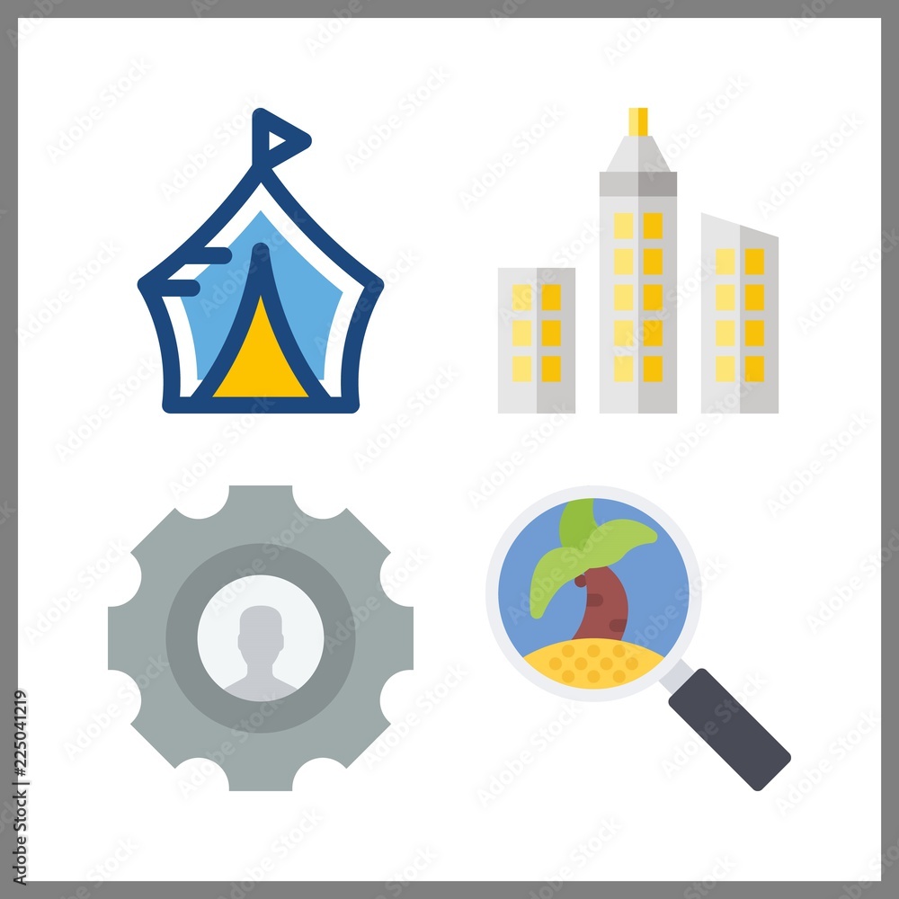 4 place icon. Vector illustration place set. settings and skyline icons for place works 4 place icon. Vector illustration place set. settings and skyline icons for place works
