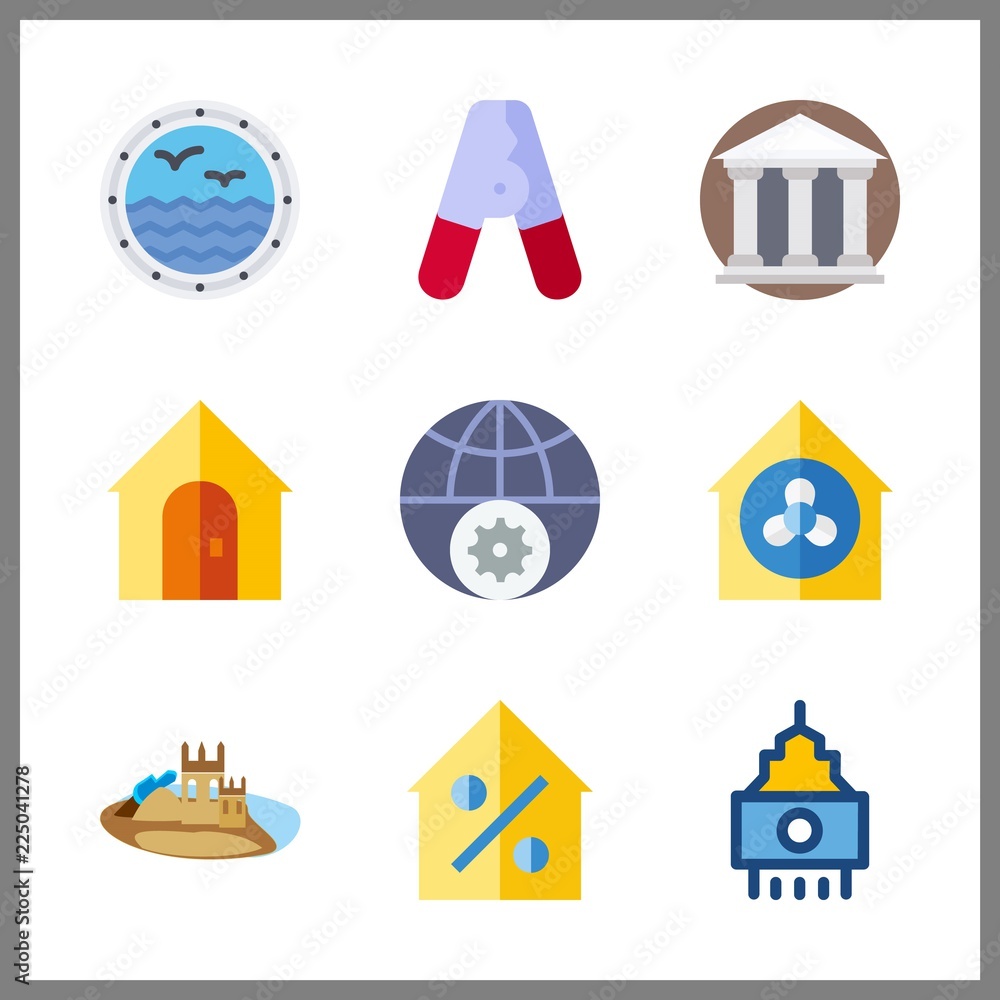 9 building icons set 9 building icons set