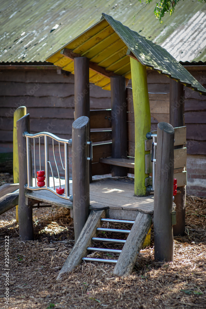 Children’s wooden house on the playground of goat farm in Zoeterwoude near Leiden, Netherlands Children’s wooden house on the playground of goat farm in Zoeterwoude near Leiden, Netherlands