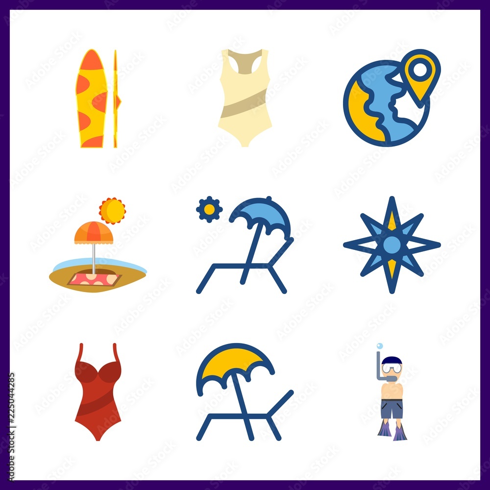 9 sea icon. Vector illustration sea set. aqualung and swimsuit icons for sea works 9 sea icon. Vector illustration sea set. aqualung and swimsuit icons for sea works