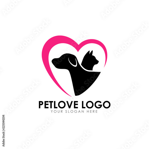 pet love logo design template. pet care vector icon