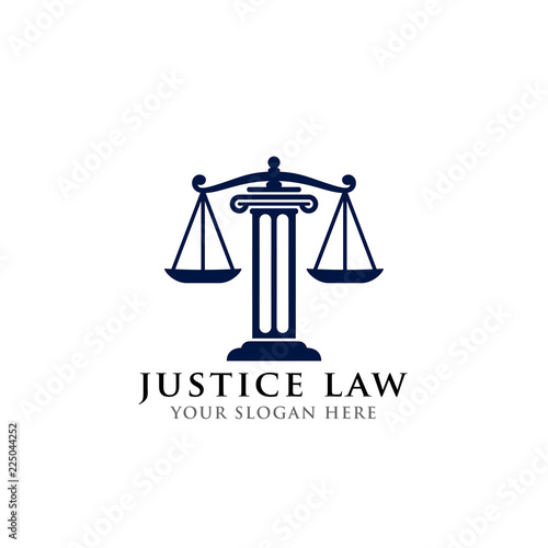 justice law logo design template. attorney logo vector design. scales and pillar of justice vector  illustration