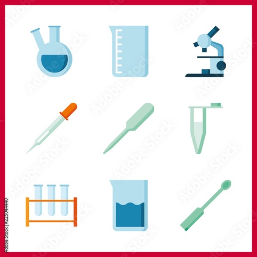 analysis icon. pipet and test tubes brush vector icons in analysis set. Use this illustration for analysis works.