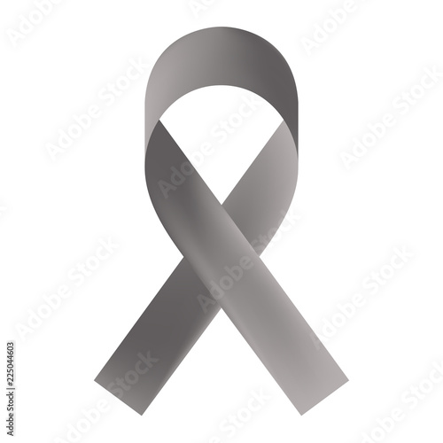 Gray ribbon isolated on white background. Borderline personality disorder, diabetes, asthma and brain cancer awareness symbol. Vector illustration