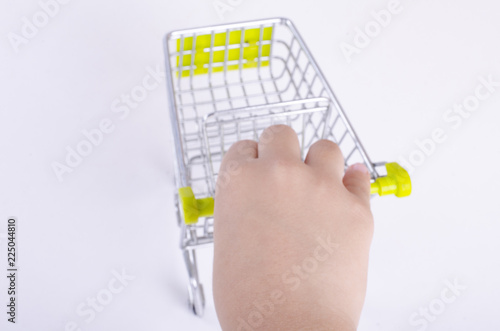 close-up view of empty shopping trolley ideal for consumer concept