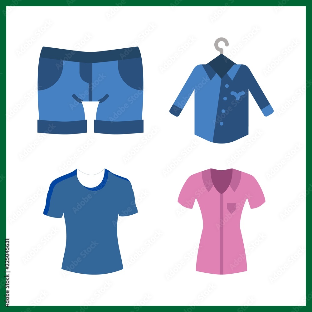 4 short icon. Vector illustration short set. t shirt and shorts icons for short works 4 short icon. Vector illustration short set. t shirt and shorts icons for short works