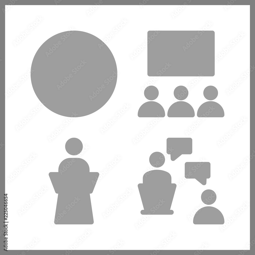 4 discussion icon. Vector illustration discussion set. stats and lecture icons for discussion works 4 discussion icon. Vector illustration discussion set. stats and lecture icons for discussion works