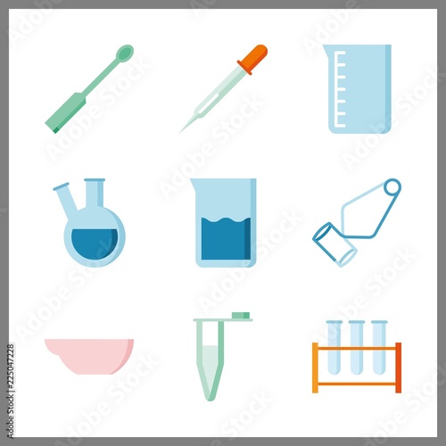 9 analysis icon. Vector illustration analysis set. retort and test tube holder icons for analysis works