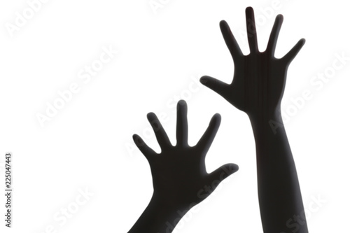 Shadow blur of man hand isolated on white background with clipping path