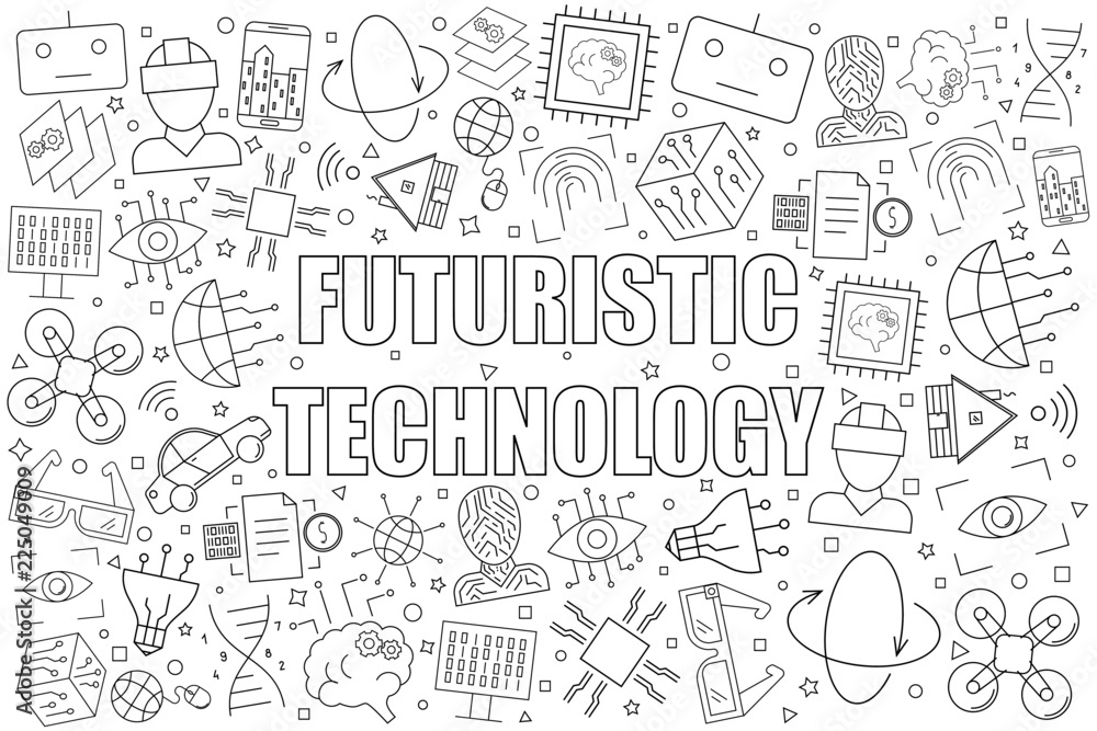 Futuristic technology background from line icon. Linear vector pattern. Vector illustration