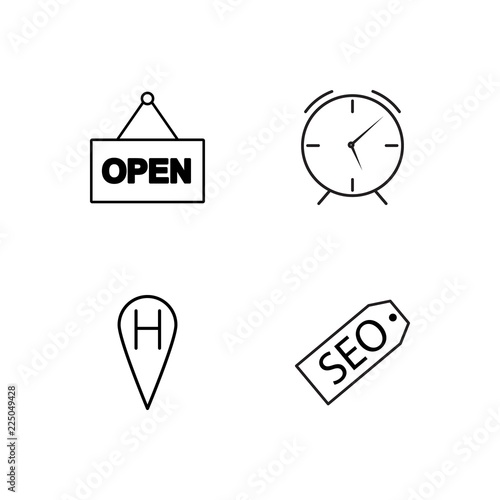 business simple outlined icons set