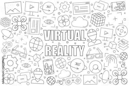 Virtual reality background from line icon. Linear vector pattern. Vector illustration