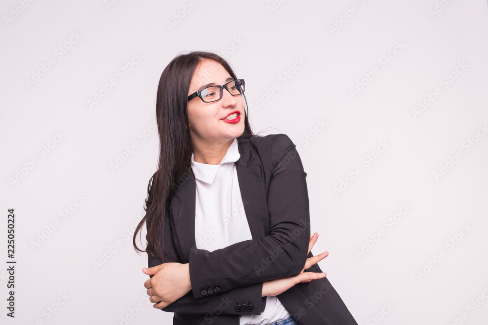 Young asian student or business lady with glasses on white background Young asian student or business lady with glasses on white background