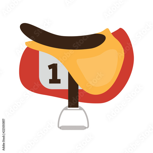 Race horse saddle color vector icon. Flat design