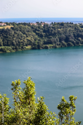 lake and city of Nemi in the province of Rome photo