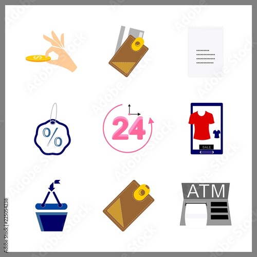 9 cash icon. Vector illustration cash set. repayment and to accept icons for cash works