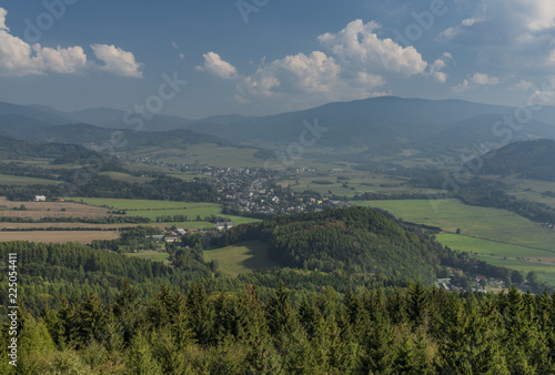 View from observation tower Bukovka in Jeseniky big mountains