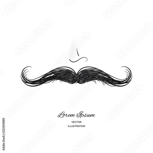 Curly black vintage mustache, moustache or whisker