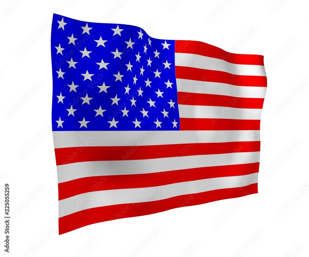 Obraz premium Waving flag of the United States of America. Stars and Stripes. State symbol of the USA. 3D illustration