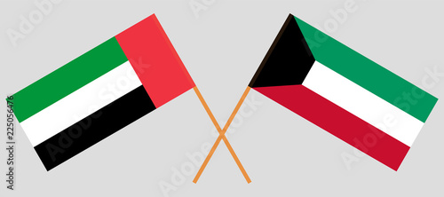 Kuwait and United Arab Emirates. Kuwaiti and UAE flags. Official colors. Correct proportion. Vector